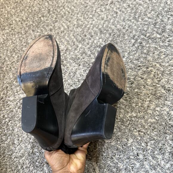 RAG & BONE Tacita Suede Tassel Wedge Ankle Boots Asphalt Gray 38.5 US 8.5 READ - Picture 7 of 9